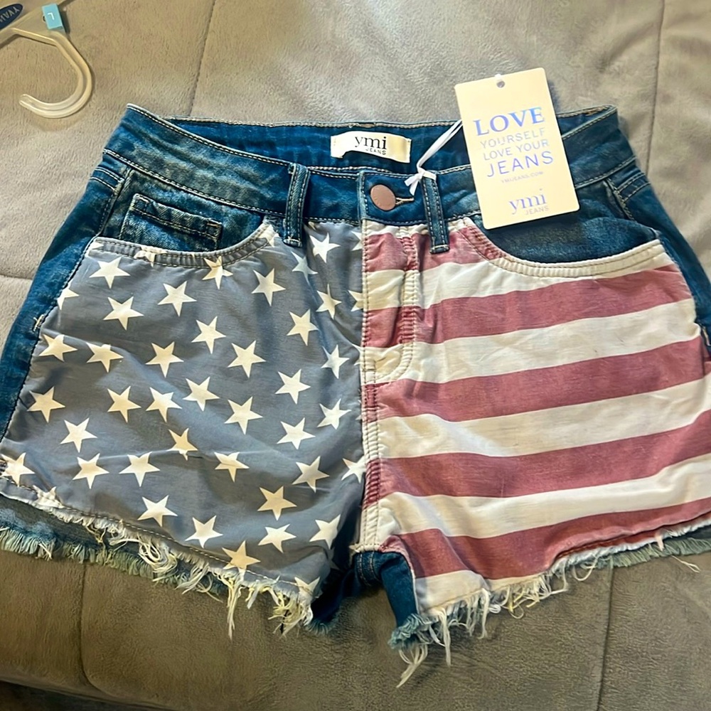 American flag high waist jean shorts NWT Perfect for July 4!